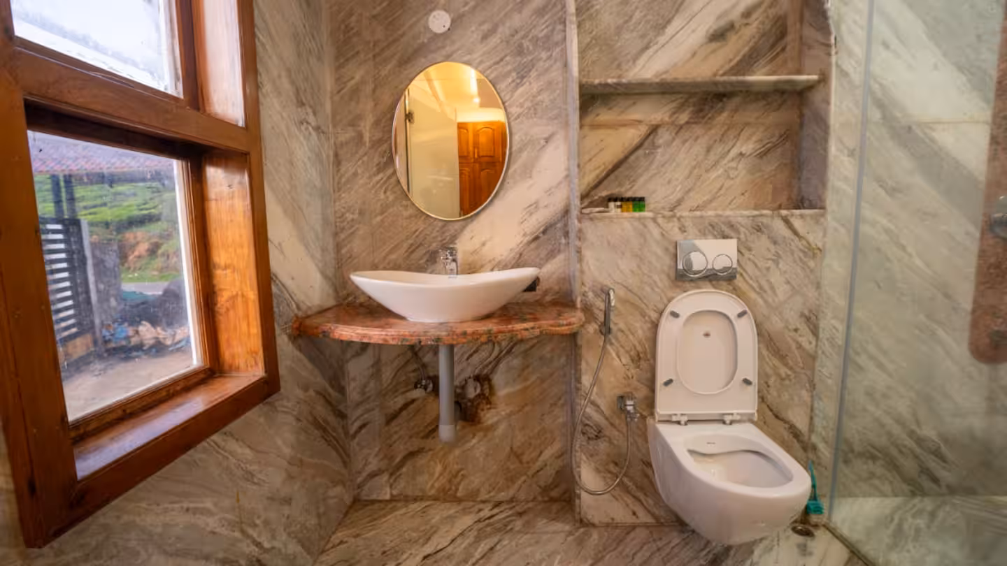 Bathroom interior and hot water setup